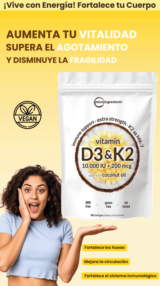 Microingredients-D3+K2- Fortalece tus Huesos y Apoya tu sistema Inmune con toda la Potencia que necesita!